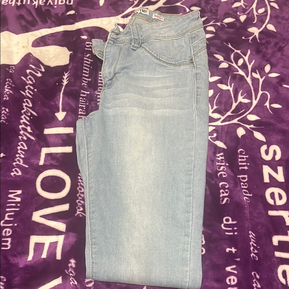 YMI Blue Skinny Jeans Light Wash Distressed